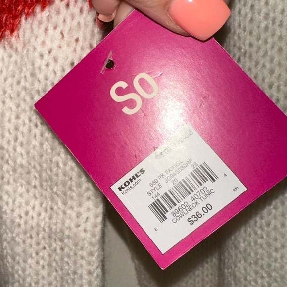 So juniors knit cowl neck tunic printed sweater L NWT fall winter - Picture 5 of 8